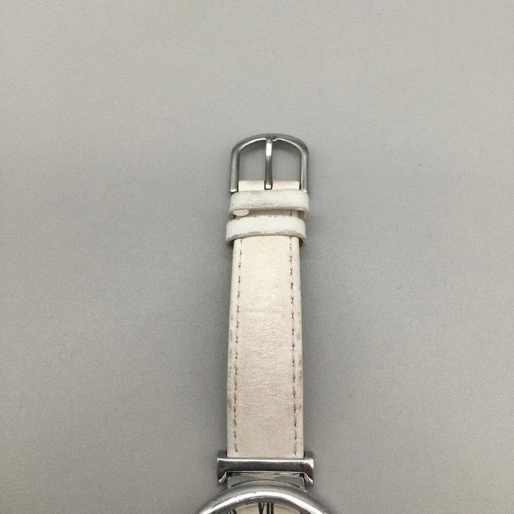 Anne Klein Womens Dress Watch 38mm Large Dial White Leather AK/2137 New Battery